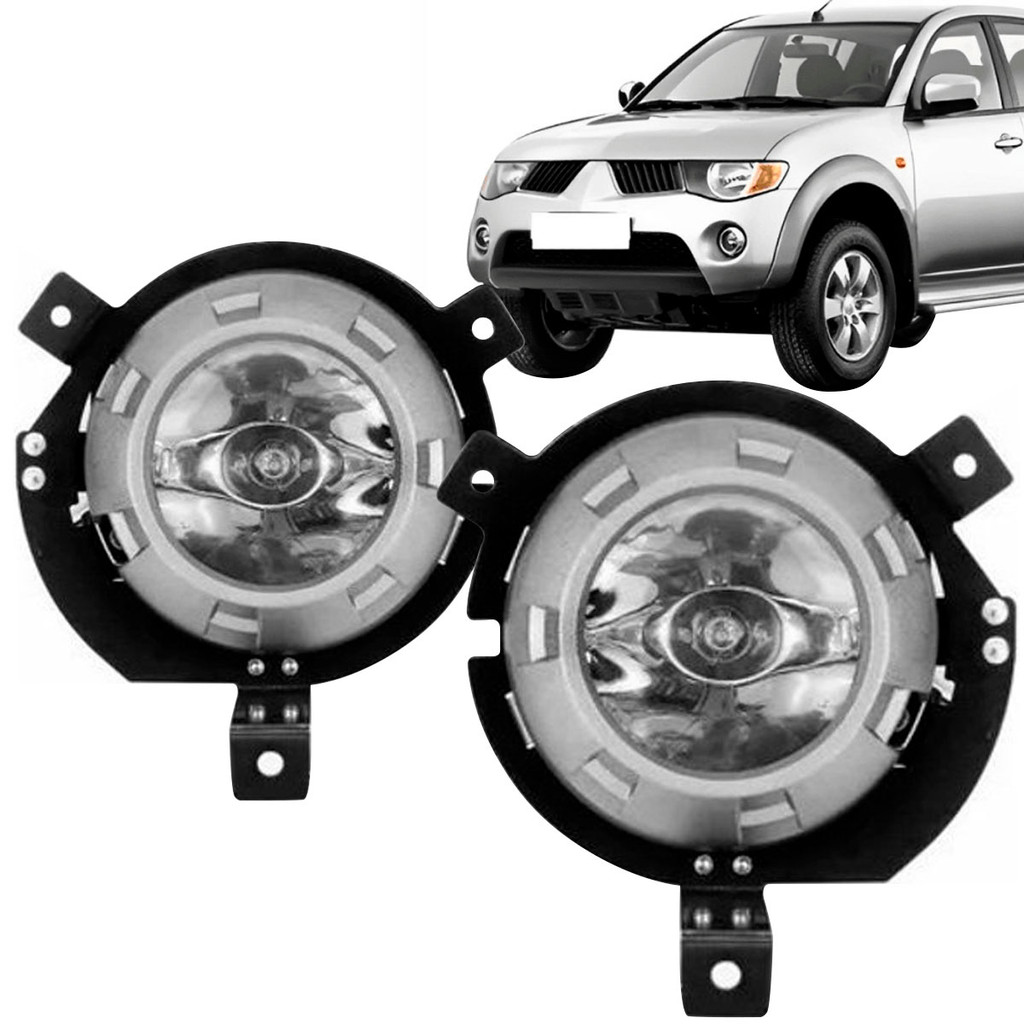 Farol Milha L200 Triton 2007 2008 2009 2010 Com Moldura Cinza Lente Vidro