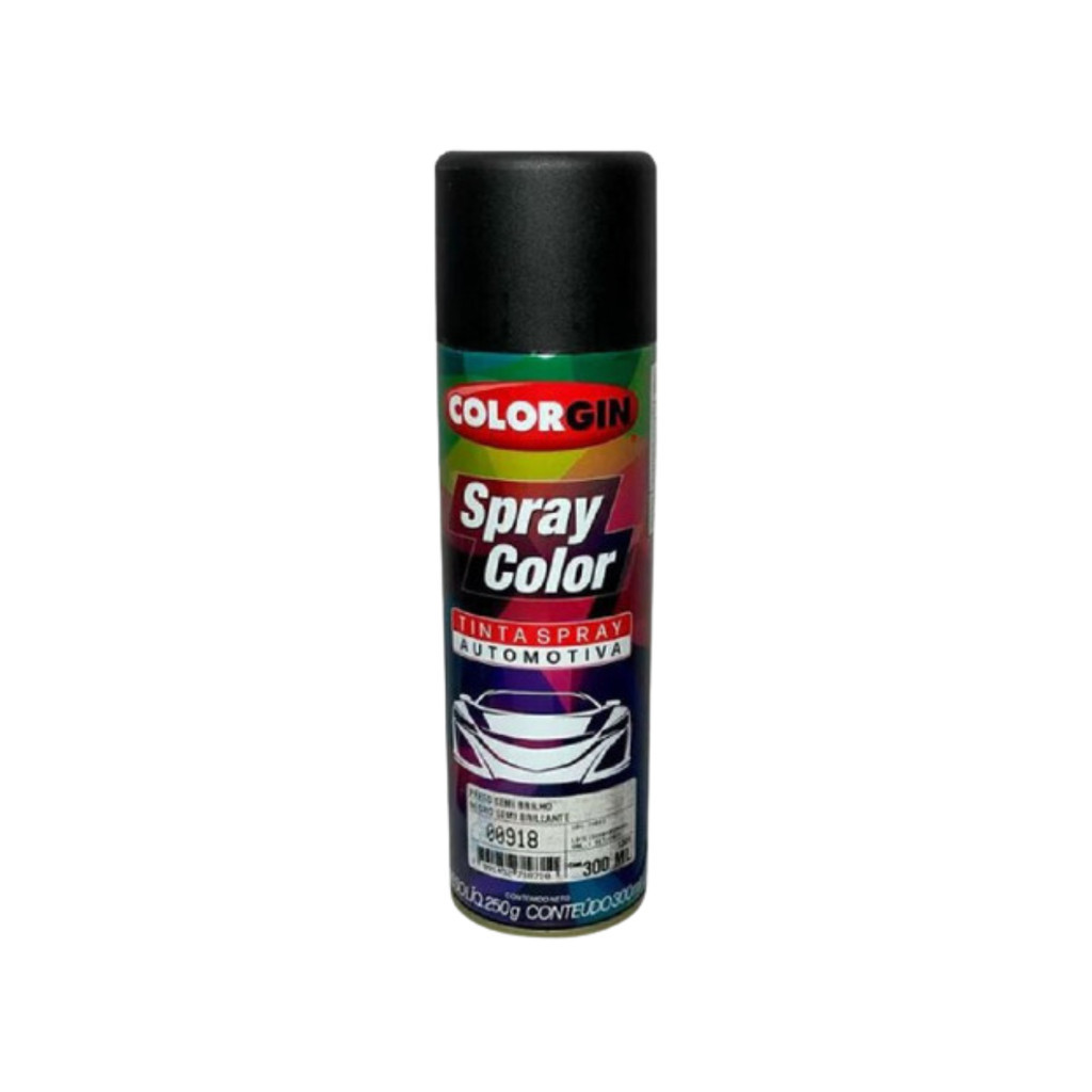 Tinta Spray Automotivo 300ml Preto Semi Brilho - Colorgin