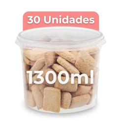 30 Potes Plástico 1300ml P/ Sorvete Bolachas Salgados C/ Tampa Descartável - BP Potes