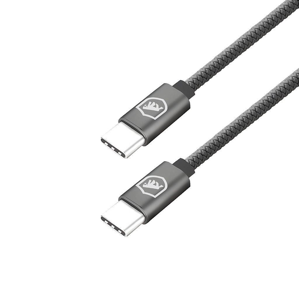 Gshield Cabo de Dados e Carregamento Rápido Symetric em Termoplástico 1,5 Metros Tipo C/Tipo C Cinza - Mobile & Gadgets