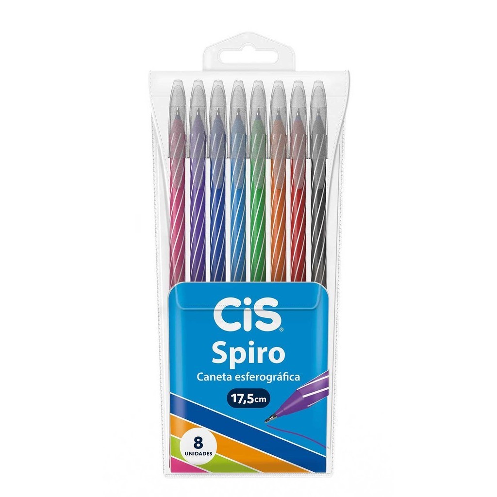 Caneta Spiro Clean e Spiro Glow Sortidas Com 8 - Cis