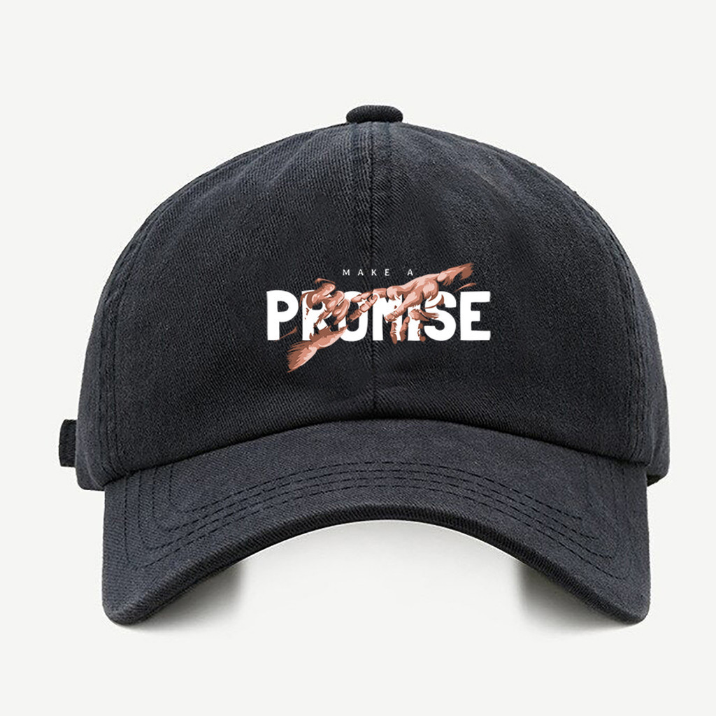 Bone baseball masculino preto Faça Uma PromessaCom regualgem cores bege e branco