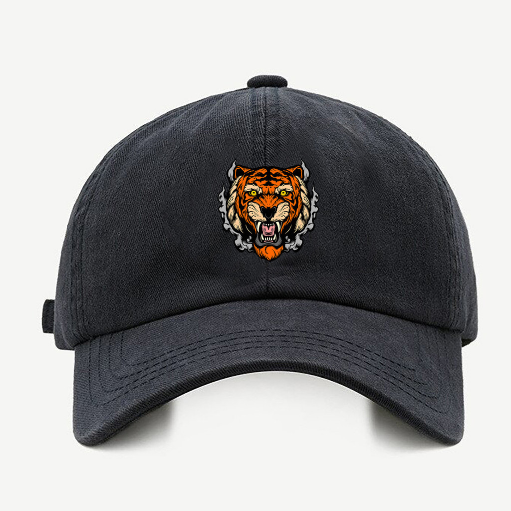 Bone baseball masculino preto Tigre ParanoicoCom regualgem cores bege e branco