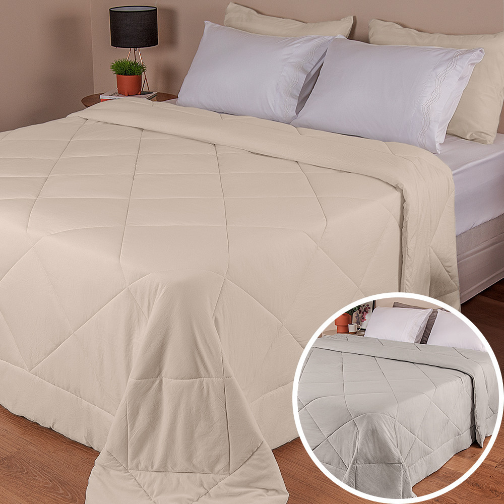 Edredom Queen Premium em Percal Acetinado Toque de Pluma 240x260cm - BF Colchões em Oferta na Shopee