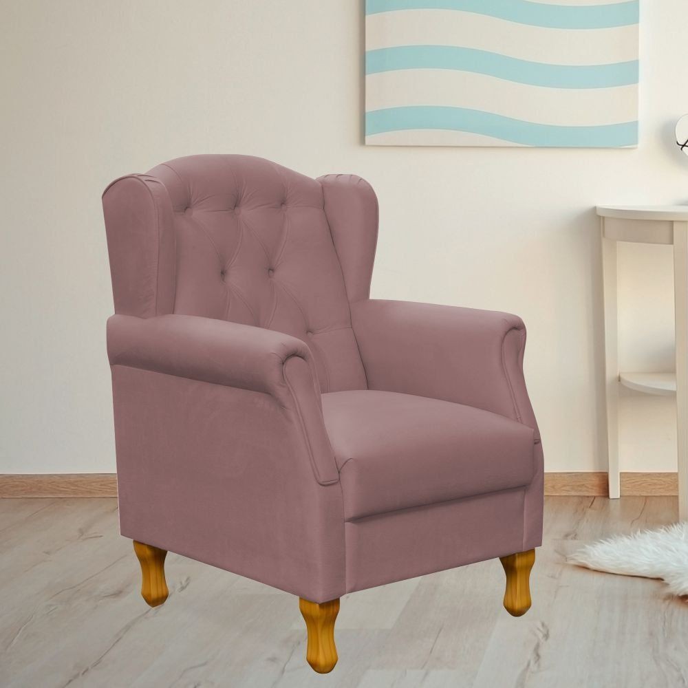 Poltrona Decorativa Para Sala de Estar Yara P02 Suede Rosê - Lyam Decor