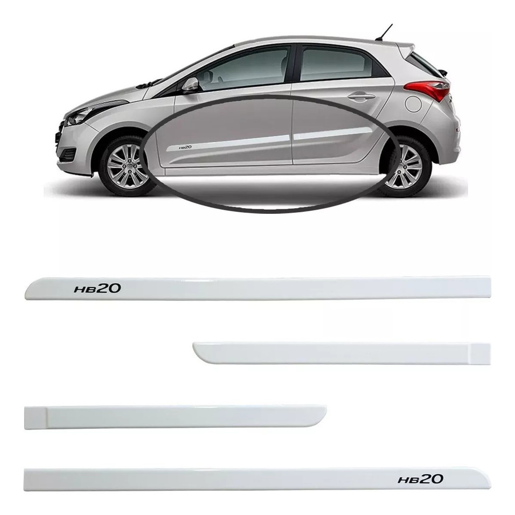 Jogo Friso Slim Lateral Hyundai Hb20 Branco Polar Original