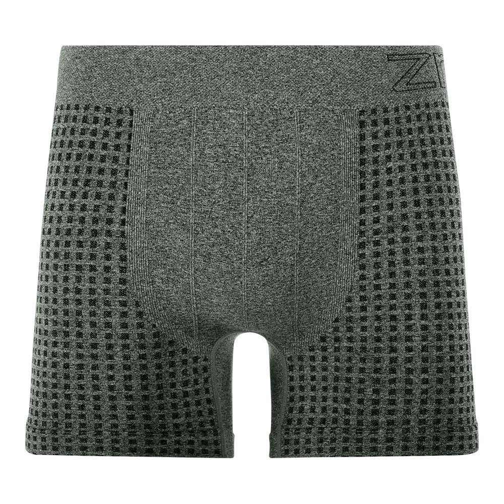Cueca Boxer Mescla sem Costura com Jacquard Xadrez Cinza