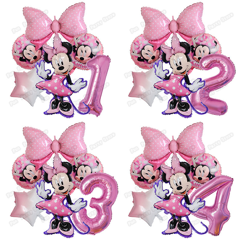 5pcs/set Minnie Decoração Da Festa De Aniversário Das Meninas Balões Temáticos