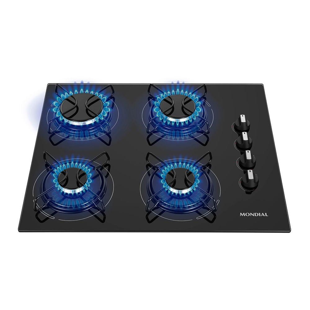 Cooktop A Gás 4 Bocas Mondial Ctg-01 Biv Preto/inox