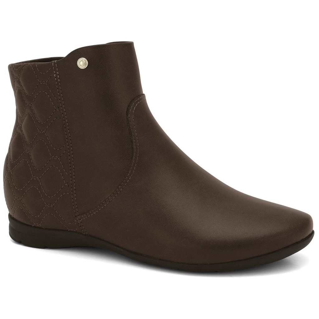 Bota Feminina Cano Curto Matelassê Comfortflex Café 2491301-1 em Oferta na Shopee