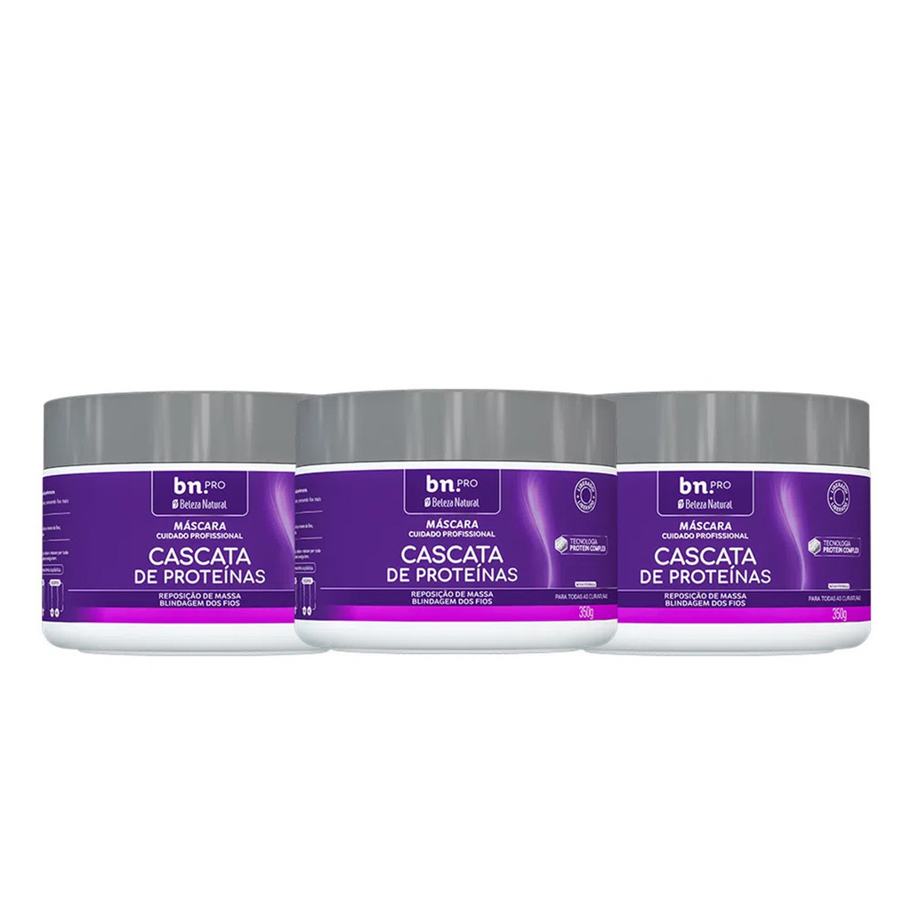Kit Beleza Natural 3x Máscara Capilar Cascata de Proteínas 350g PRO bn.Pro em Oferta na Shopee