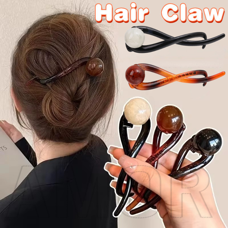 Grampo De Cabelo De Rabo De Cavalo Pérola-Grampos De Cabeça Traseira-Moda , Vintage , Doce-Garra Torcida Em Forma De S-P em Oferta na Shopee