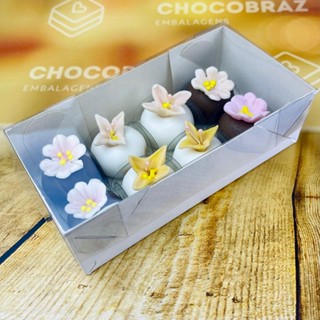 10~50 CAIXA P/ 08 DOCES BRANCA C/ TAMPA ACETATO 14X7X4 5054 (IDEIA) ESSENCIAL em Oferta na Shopee