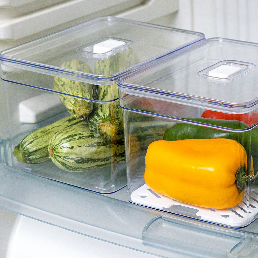 Kit 3 Organizador De Geladeira Prático Alimentos Verduras Fruta 2,8/ 3,6/ 3,8 Lts C/Tampa Multiuso