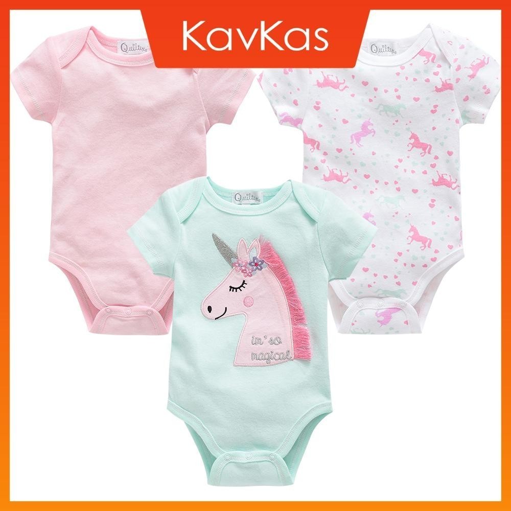 3 Pcs/set Baby Rompers Meninas Unicórnio Fato De Banho 100 % Algodão Roupas Para Recém-Nascidos Bebês Por 0-12 Meses
