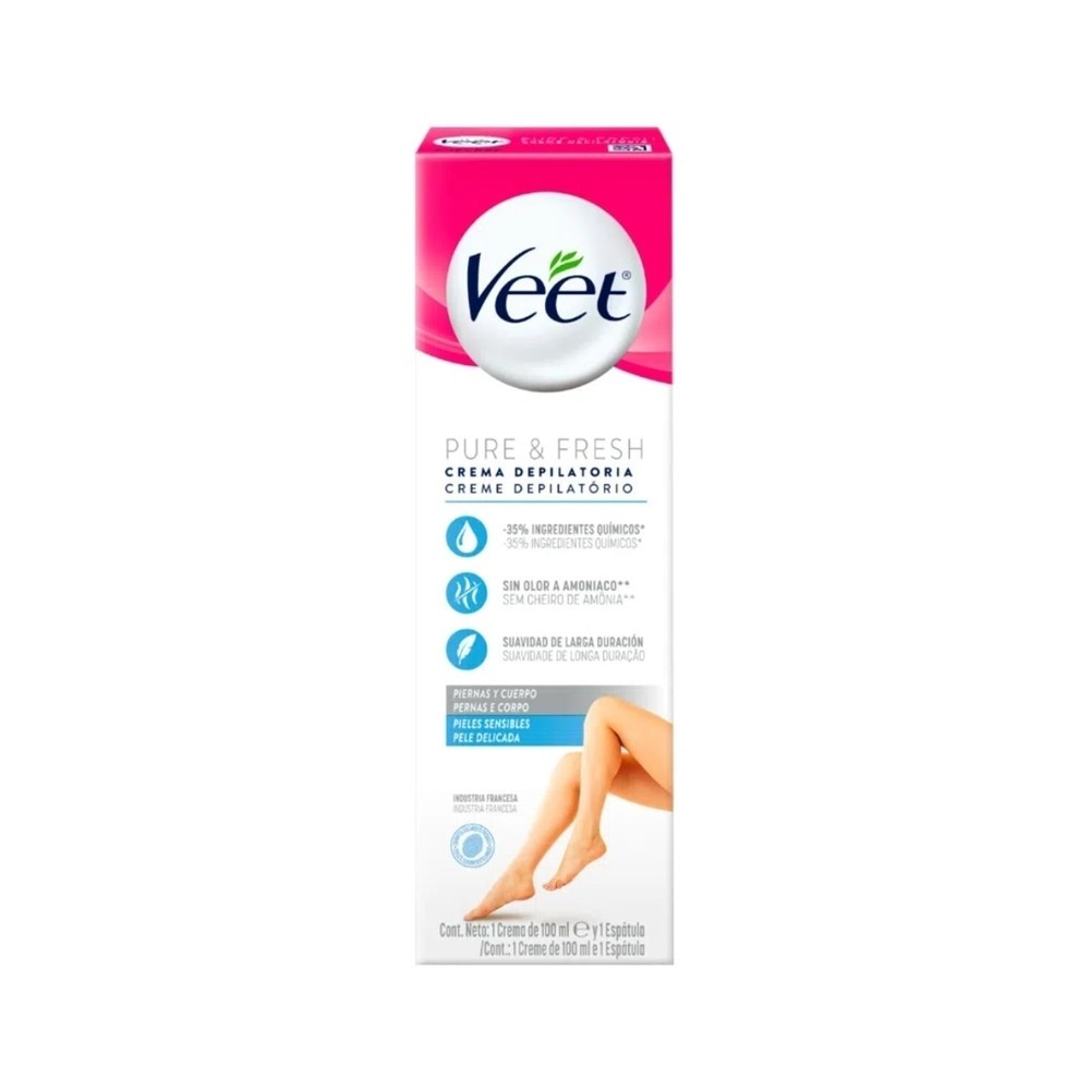 Creme Depilatorio Veet Pure & Fresh Peles Delicadas 100ml em Oferta na Shopee