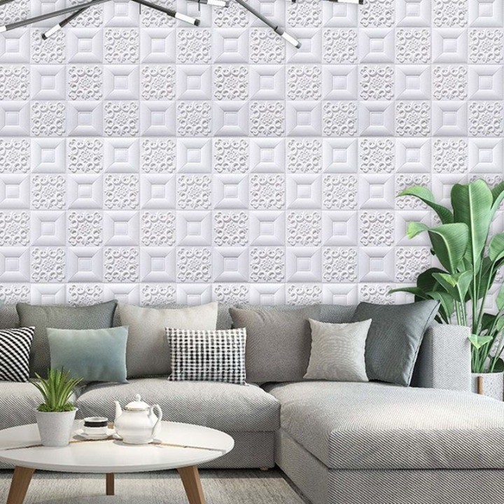 Adesivos De Parede 3D Não Tóxicos 35 * 35cm Painel De Teto Decoração Papel Auto-Adesivo À Prova D'água Para Sala De Estar Cozinha TV Cenário De Fundo