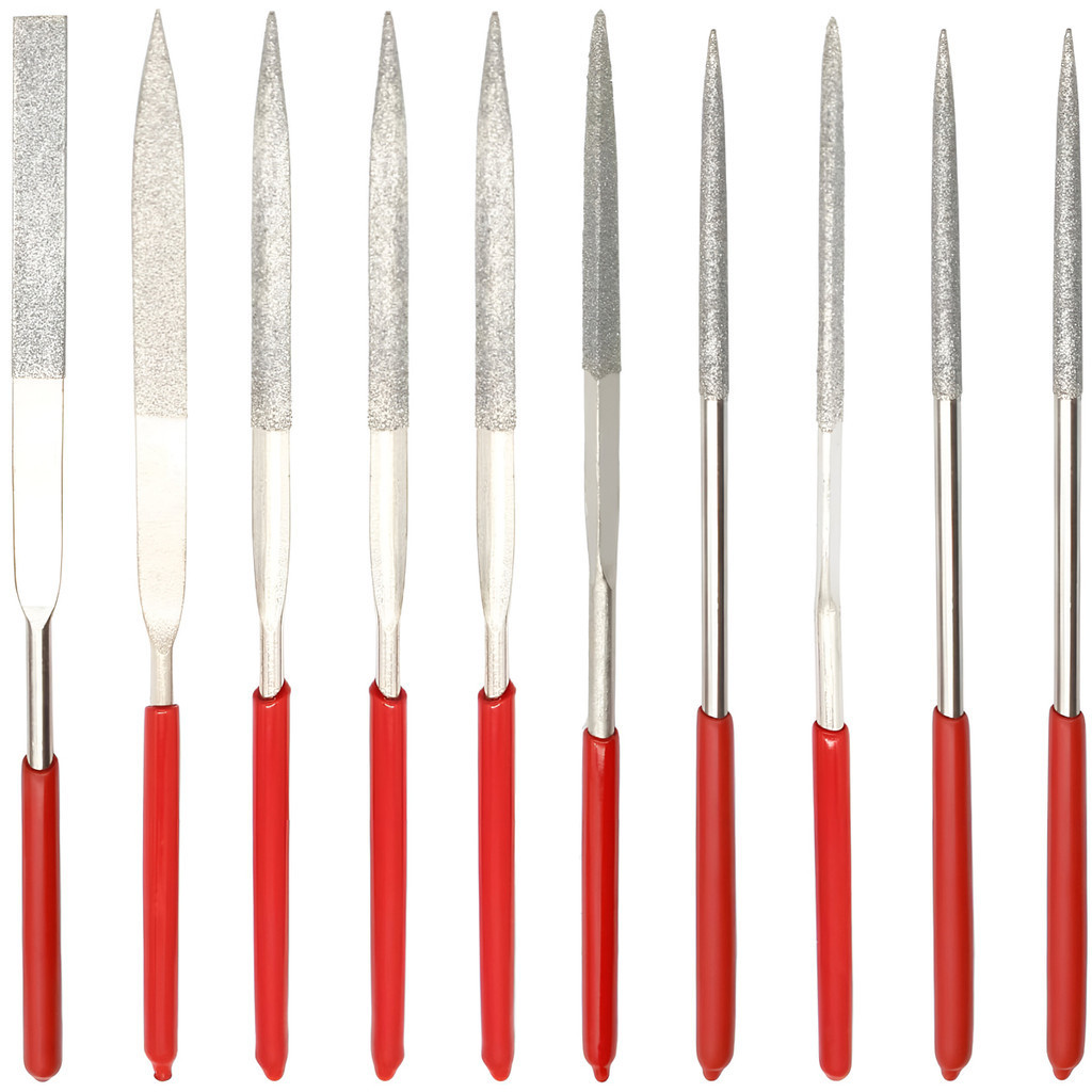 Kit Com 10 Limas Ferramentas Diamantadas Agulha Cabo Emborrachado