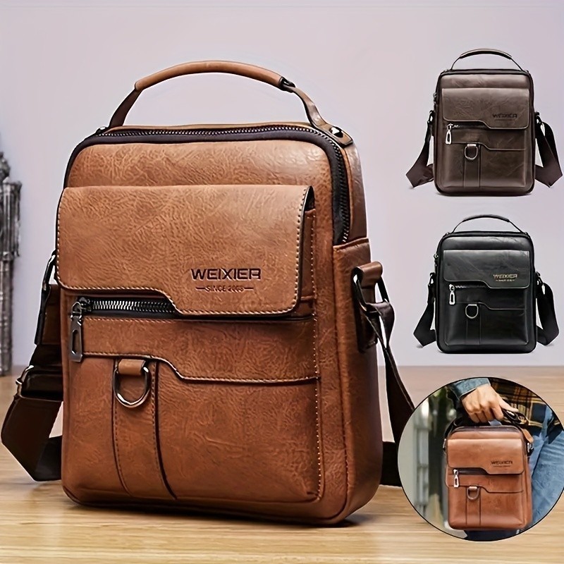 Bolsa de Couro Masculina Estilo Crossbody Casual e Elegante