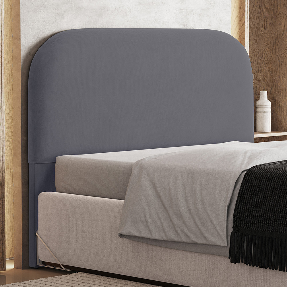 Cabeceira Cama Box Casal 140cm Orgânica Lanna W01 Suede Cinza - Lyam Decor em Oferta na Shopee