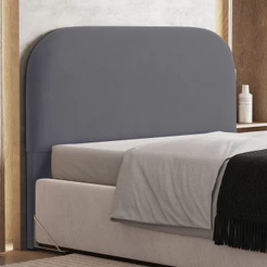 Cabeceira Cama Box Casal 140cm Orgânica Lanna W01 Suede Cinza - Lyam Decor