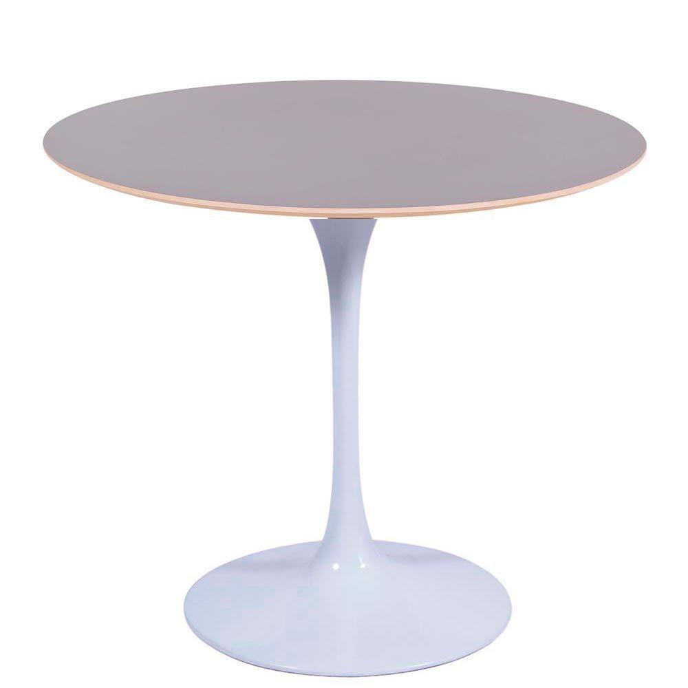 Mesa Saarinen Redonda Fórmica Preta 137cm - Base Branca