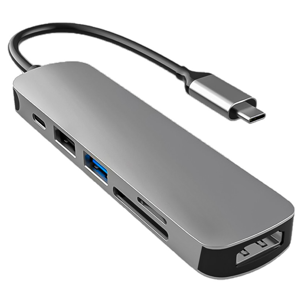 Adaptador Hub USB Tipo C Thunderbolt Hdmi 4k Usb 3.0 Cinza Computador Pc Notebook Smartphone Multiporta Entradas