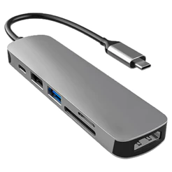 Adaptador Hub USB Tipo C Thunderbolt Hdmi 4k Usb 3.0 Cinza Computador Pc Notebook Smartphone Multiporta Entradas