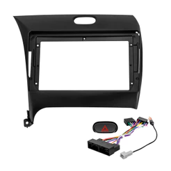 Kit Moldura Painel 9 Pol Cerato 2013 2014 2015 2016 2017 2 Din Preto Chicote Som Plug Antena