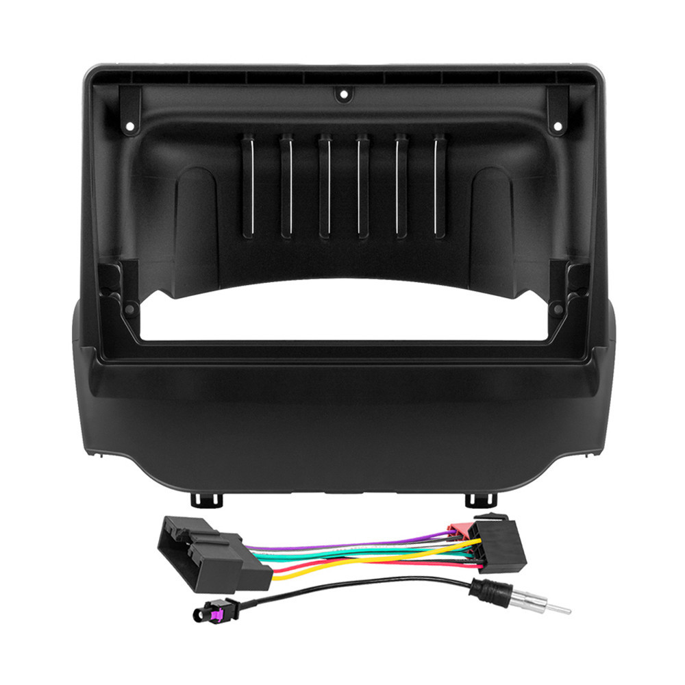 Kit Moldura Painel 9 Pol Ecosport 2013 2014 2015 2016 2017 2 Din Preto Chicote Som Plug Antena