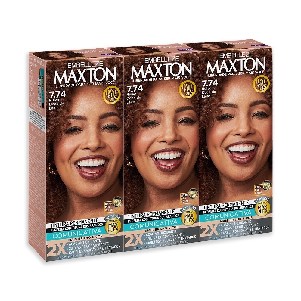 Kit 3 Tinta de Cabelo Maxton Delícias Ruivo Doce de Leite 7.74 em Oferta na Shopee