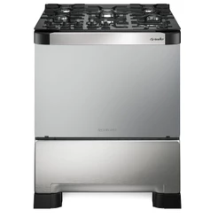 Fogão Mueller 5 bocas Decorato Vetro Inox com mesa de vidro e Timer digital