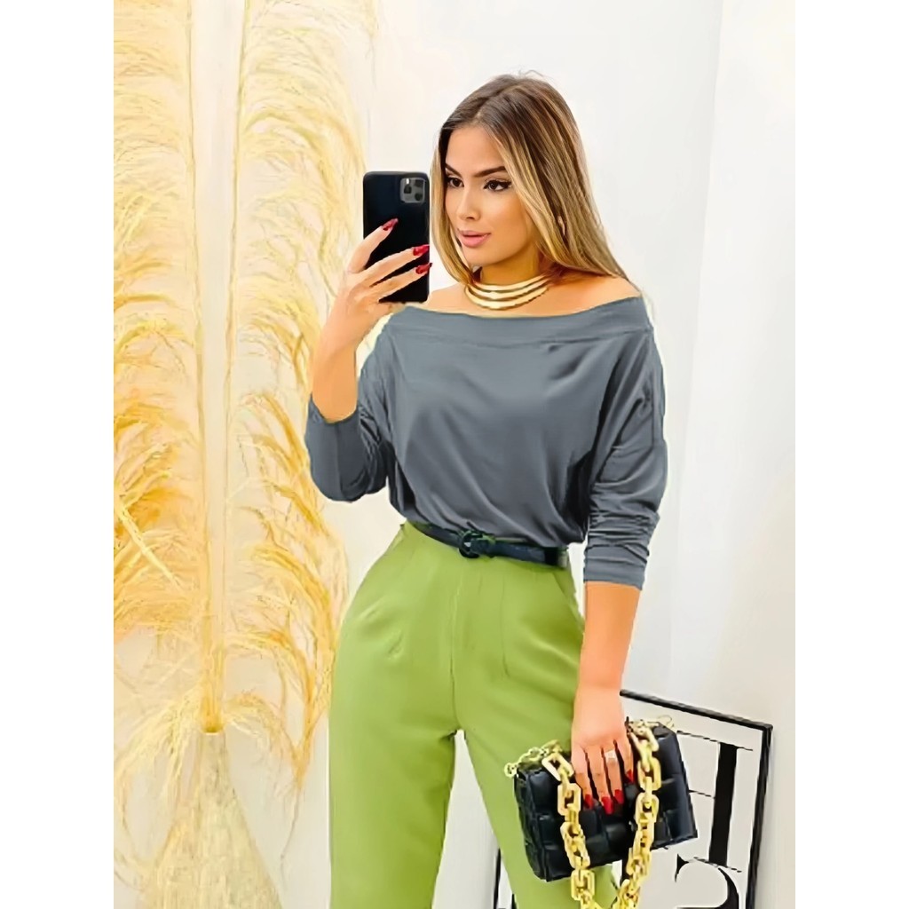 blusa feminina de suplex simples manga longa de ciganinha pra inverno em Oferta na Shopee