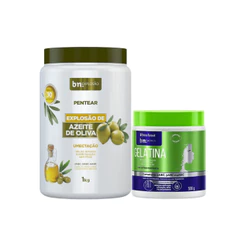 Creme para Pentear Explosão de Azeite de Oliva 1Kg + Gelatina 500g bn.Cachos