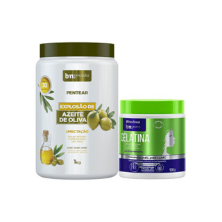 Creme para Pentear Explosão de Azeite de Oliva 1Kg + Gelatina 500g Beleza Natural em Oferta na Shopee