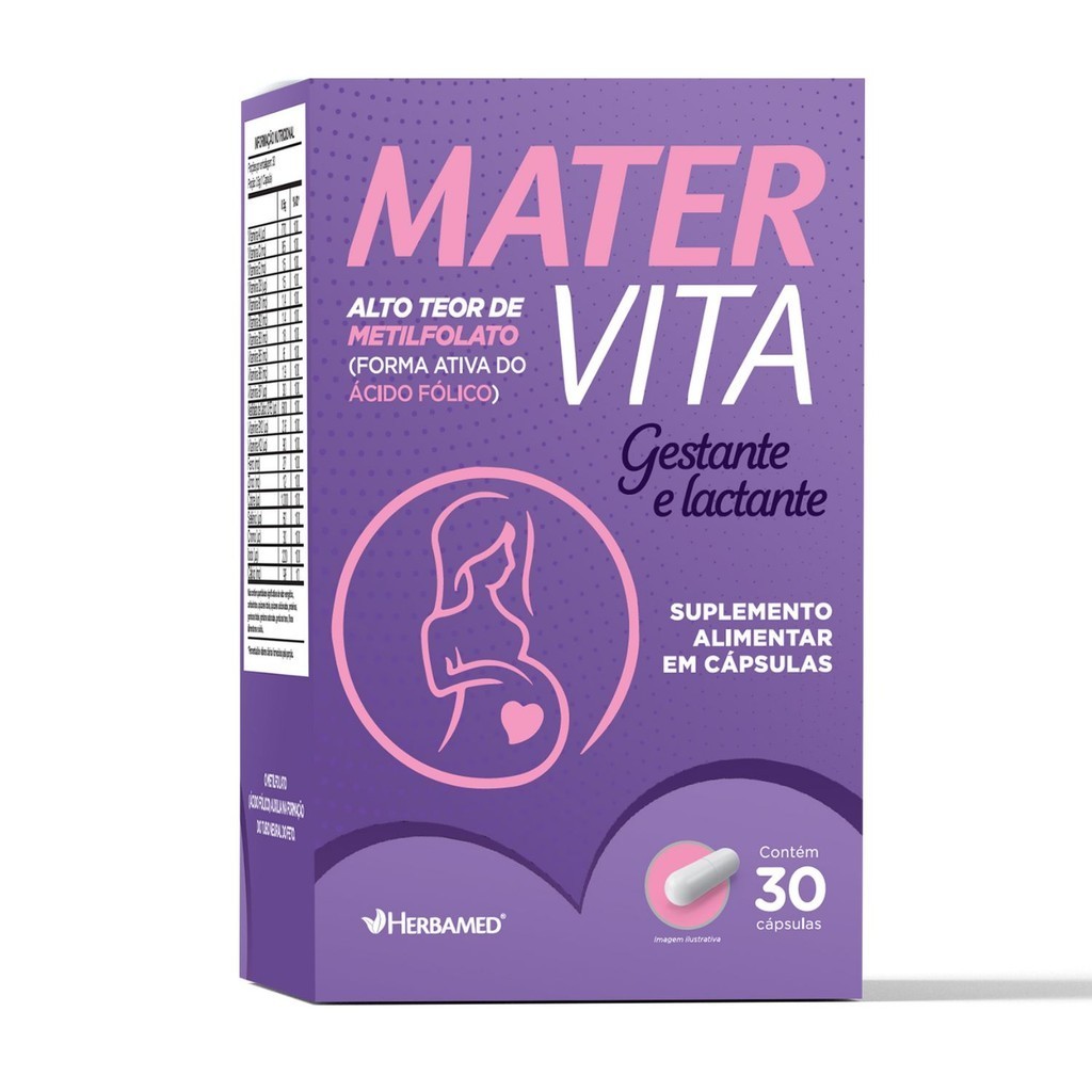 Mater Vita 500mg 30 Cápsulas Para Gestante E Lactante Herbamed