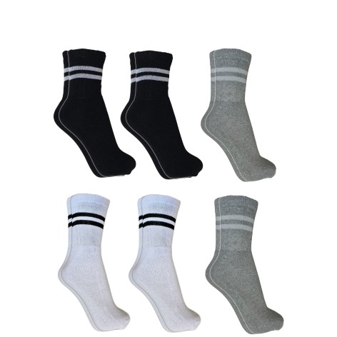 Meia Masculina Cano Alto Kit 06 Pares Confortável com Listras Ótima para Frio em Oferta na Shopee