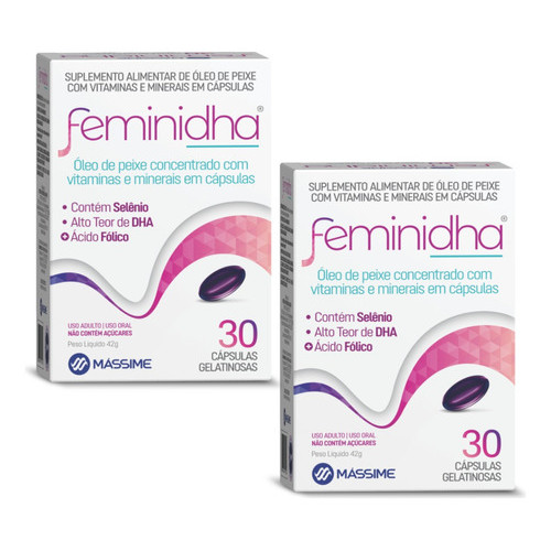 Kit 2x Feminidha 30 Caps Suplemento Vitamínico P/ Gestantes