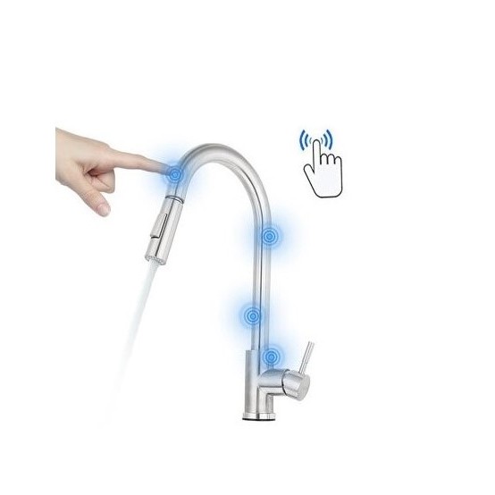 Torneira Cozinha Gourmet Touch Sensível Ao Toque Escovada
