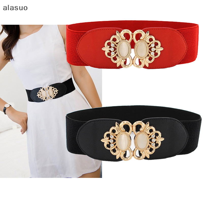 [alasuo] Moda Feminina Retro Elástica Vestido Elástico Esticado N Cintos De Cintura Acessórios De Vestidos [BR] em Oferta na Shopee