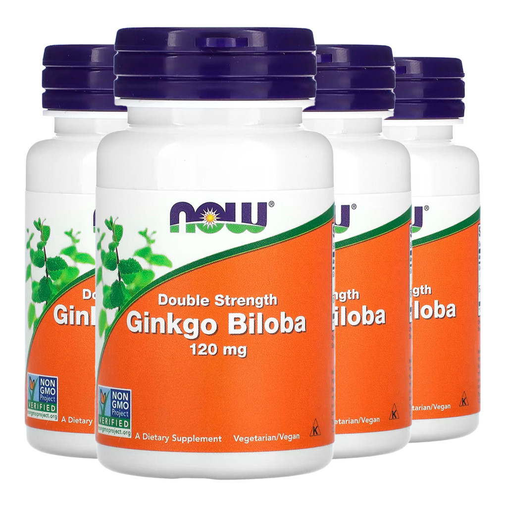 Kit 4x Ginkgo Biloba 120mg Now Foods 50 Cápsulas Importado /Made in Usa