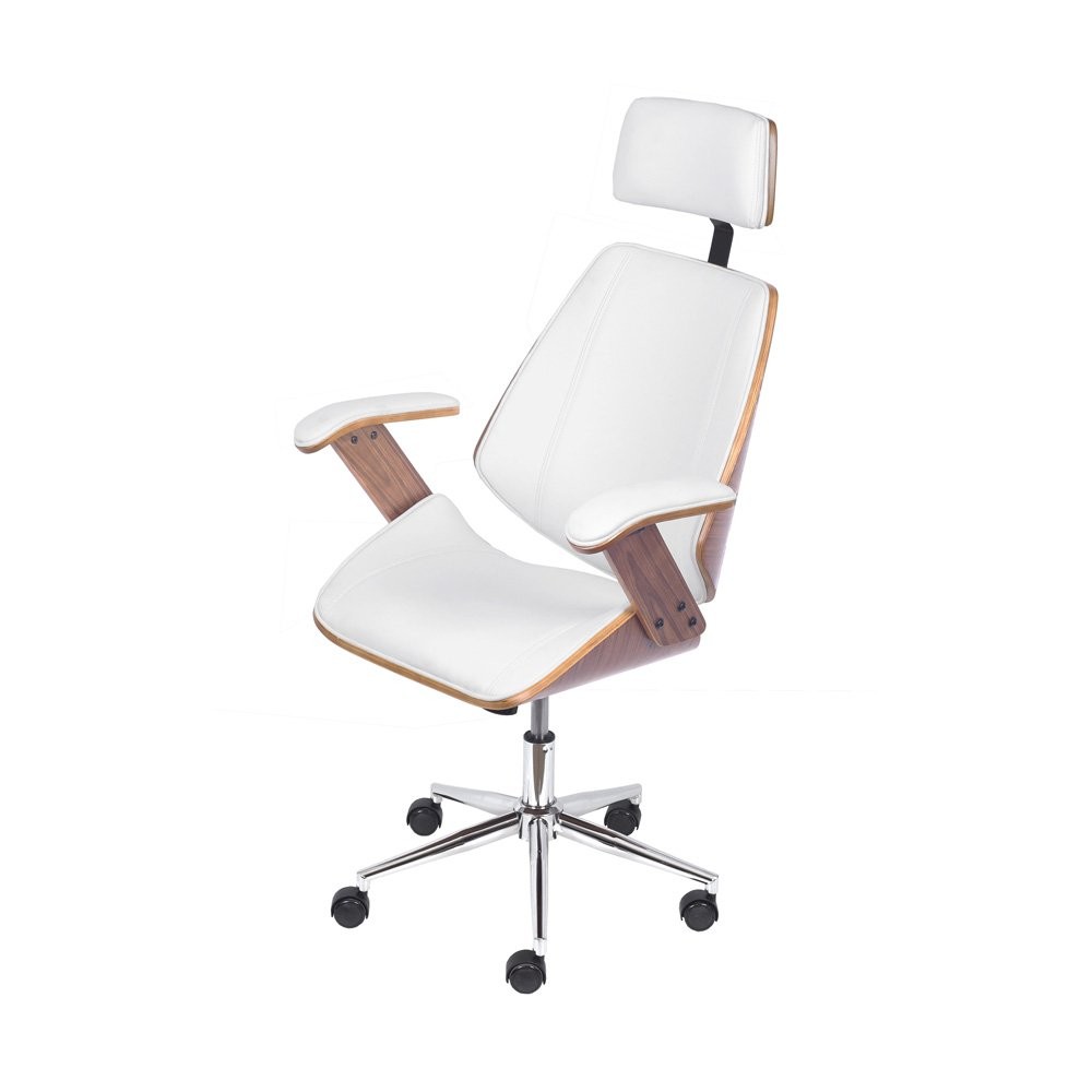 Cadeira Escritorio Presidente Corino e Madeira Bergen 3331 Branco em Oferta na Shopee
