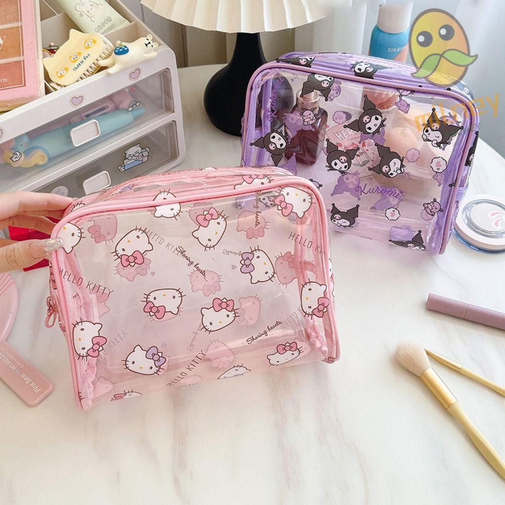 MILLNEY Saco De Viagem , Kawaii Cartoon Sanrio Maquiagem , Anime Transparente Hello Kitty Kuromi Girls Cosmetic Bag