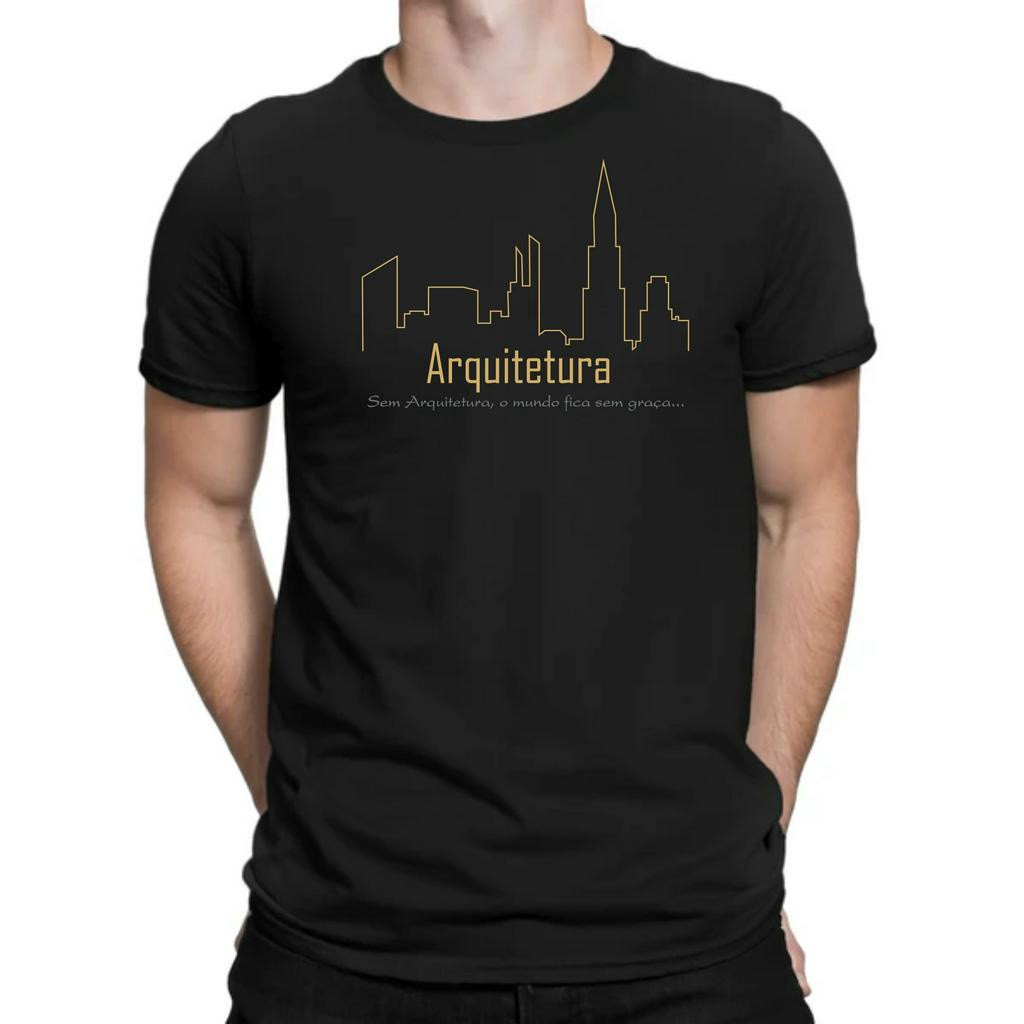 Camiseta Manga Curta Universidade Curso Arquitetura Blusa Masculina 100% Algodão