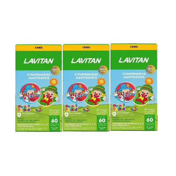 Kit 3x Lavitan Kids Sabor Frutas Com 60 Comp - Cimed