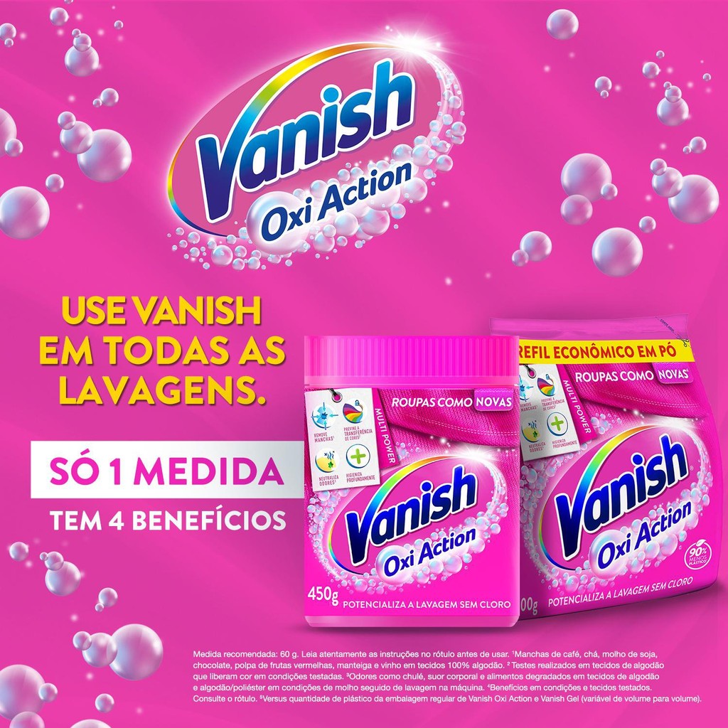 Detalhes do Tira Manchas Po Vanish Oxi Action 450G Roupas Coloridas