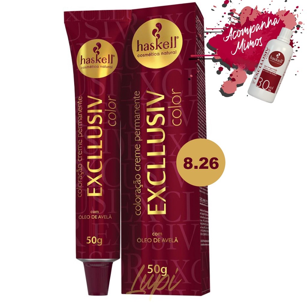 Coloracao Creme 8.26 Permanente Haskell Excllusiv Color em Oferta na Shopee