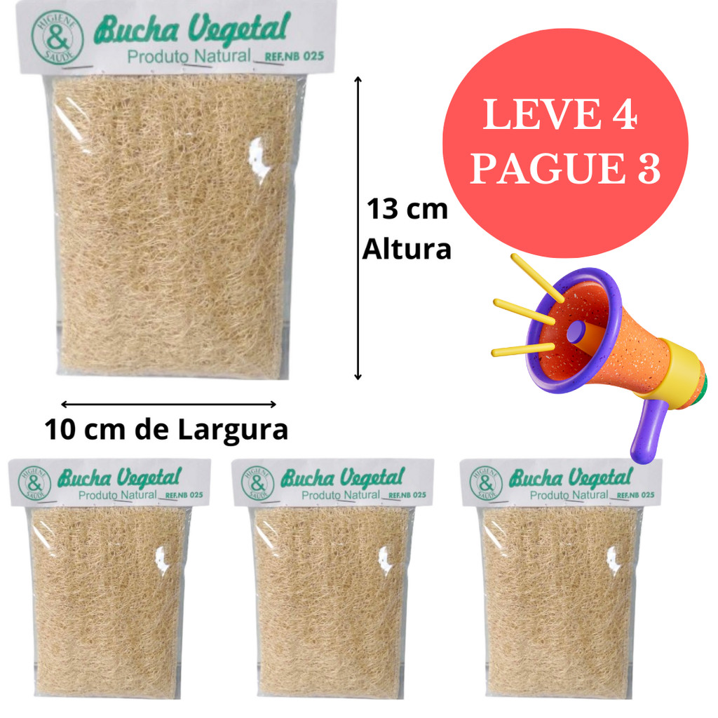 Esponja Vegetal Bucha de Banho Leve 4 Pague 3 Ref.025