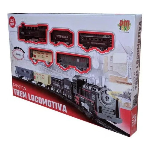 Ferrorama Trem A Pilhas Locomotiva Som E Luz Dm Toys 103,5cm