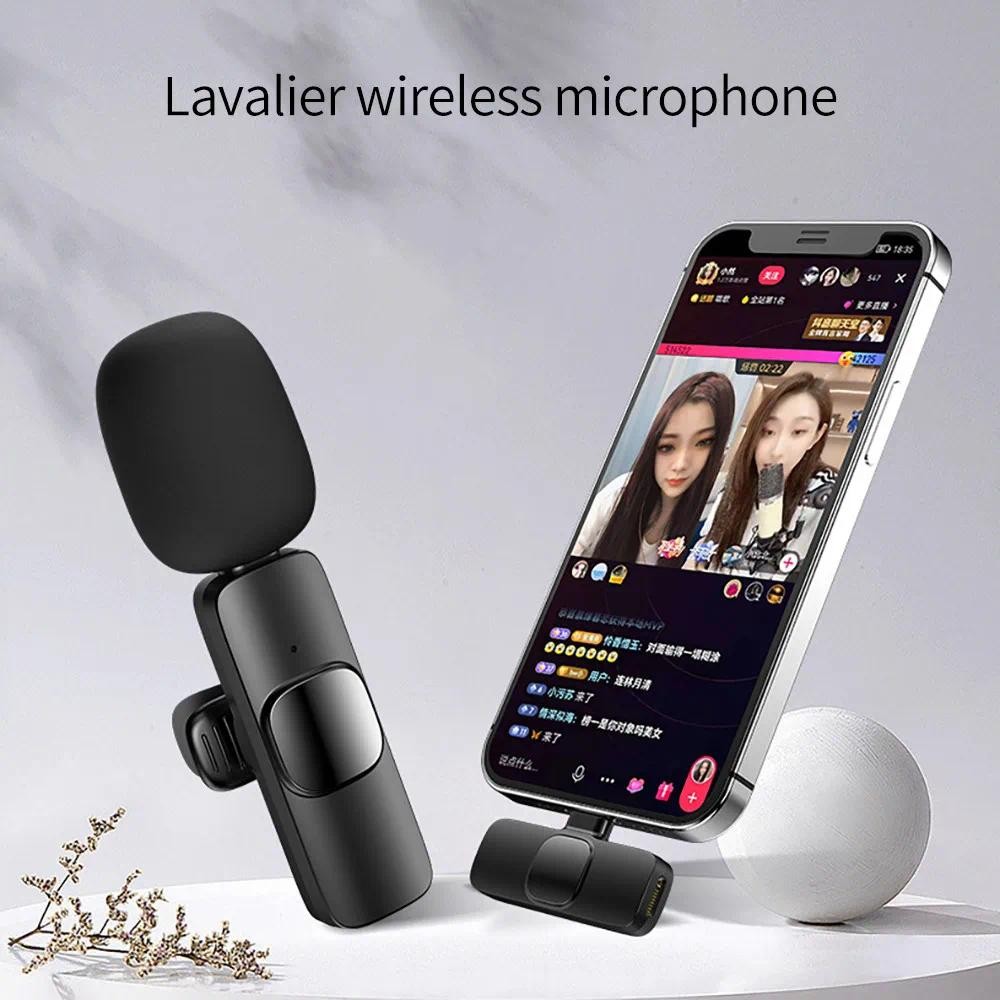 K9 2 Em 1 Lapela Microfone Sem Fio Com Cancelamento De Ruído Mini Para IOS TypeC Transmissão Ao Vivo Vlogg